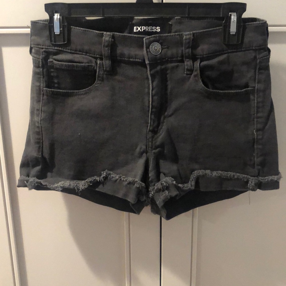 Express black denim shorts